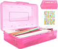Pink Pencil Case Plastic Clear Hard Pencil Box Crayon Box Organizer 1 Pack Office Supplies Storage Container Organizer Boxes for Girls for Pens Crayon School Stylish Art Office Supplies Storage Medium