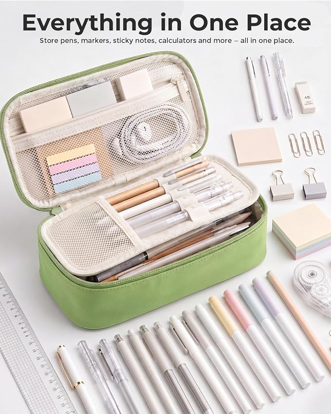 WEMATE Pencil Case, Large Storage Organizer, Makeup Bag, Teacher Must - have, Big Pencil Pouch, Marker Case for College