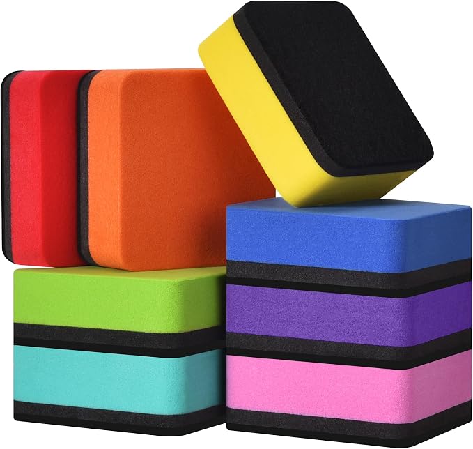Mini Dry Erase Eraser, 8 Pack Magnetic Whiteboard Dry Erase Erasers- Ideal for Kids, Teachers, and Classroom Supplies（Mixed Colours, 2 x 2 Inch