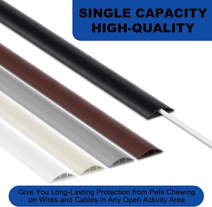 10FT Floor Cord Cover, Brown Cord Hider Floor, Durable Cord Covers for Wires on Floor, Cable Floor Cover Power Cord Cover, Floor Cord Protector Hide Cords on Floor Cord Cavity: 0.47" W x 0.24" H