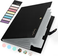Sooez Accordion File Organizer, Expanding File Folder with Labels, 5 Pocket Folders for Document, Portable Paper Bill Receipt Organizer for Office College School Essential Supplies, Letter Size, Black