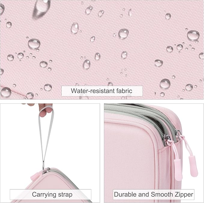 FYY Electronic Organizer, Extra Large Travel Cable Organizer Bag Pouch Portable Waterproof Double Layers All-in-One Storage Bag for iPad, Cable, Power Bank, Laptop Charger for Office/Home, Light Pink