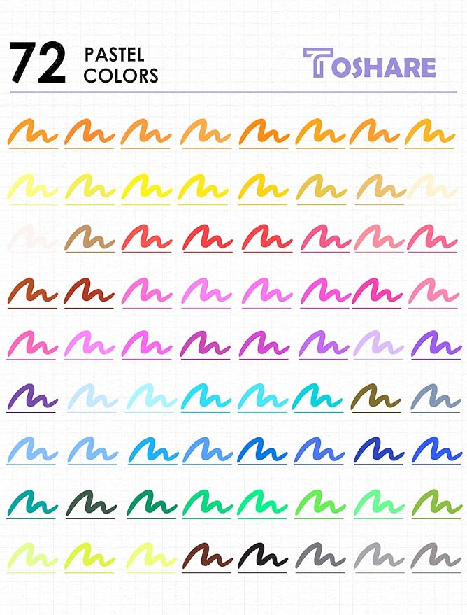 TOSHARE 72 Colors Brush & Fine Dual Tip Watercolor Markers for Adult Coloring Books No Bleeding Paint Pens For Drawing Note Taking Planner Calligraphy Journaling Card Making Back-to-School Supplies