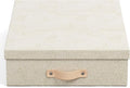 Bigso Oskar Fiberboard Document Storage Box with Lid for A4 and Letter Size Papers - Stylish, Sturdy, and Stackable Keepsake Box with Leather Handle - W10.2in x D13.8in x H3.3in - Waves Gold
