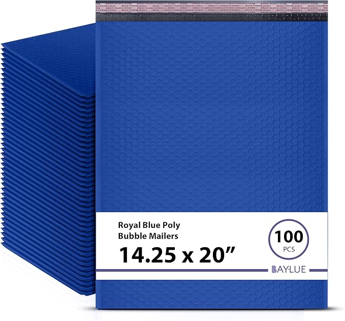 Royal Blue Bubble Mailers 14.50x20, Poly Padded Envelopes #7, 100 Pack | Holds Clothing & Bulk Items, Self-Seal Closure, Cushioned Protection, Water-Resistant Poly, Bulk Pack