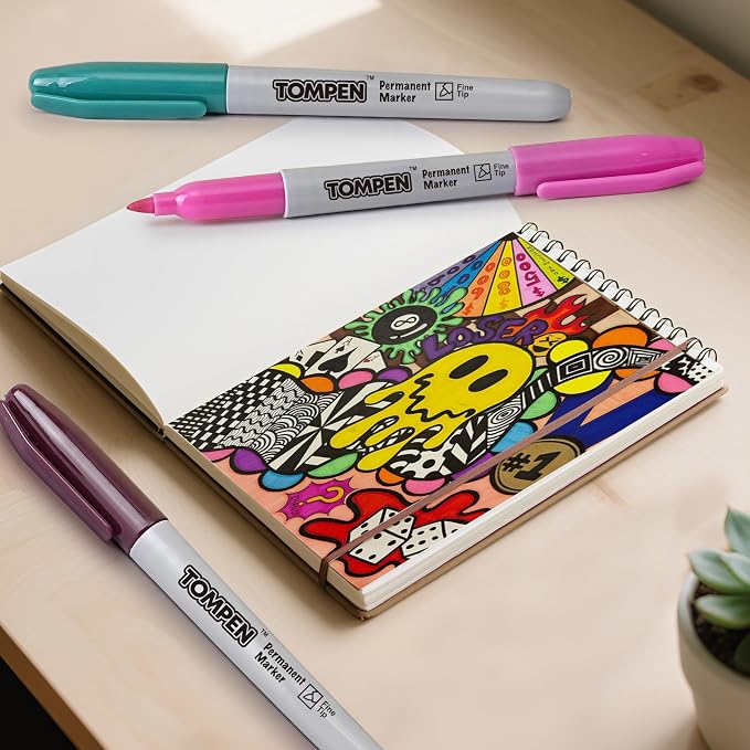 Permanent Markers,Fine Tip,48 Pack Bulk,16 Assorted Colors,Waterproof Permanent Marker Pens with Quick Drying on Wood,Plastic,Paper,Metal,Mirror for Christmas Gift Drawing Writing Poster