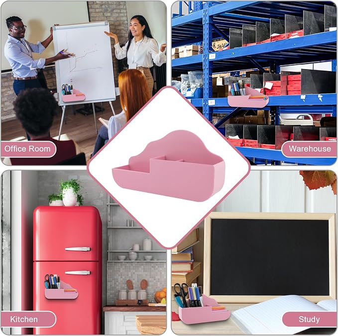KITANIS Magnetic Pen Holder,3 Compartments Magnetic Dry Erase Marker Holder,Extra Strong Magnet Storage Marker Pen Pencil Organizer for Refrigerator,Whiteboard,Locker Accessories(Cloud Style)