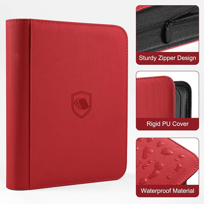 Toploader Binder, Holds 360 Toploaders, 100 Toploaders INCLUDED, 9-Pocket PU Cover Top Loader Binder for 3" x 4" Rigid Toploader, Ringless Double-Sided Toploader Card Binder for TCG, Sport Cards