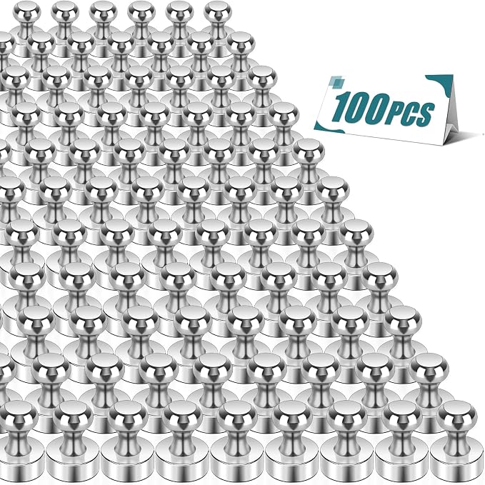 MAGXCENE 100 Pack Neodymium Fridge Magnets, Small Strong Magnets for Whiteboard, Push Pin Magnet, Refrigerator Magnets for Office, Kitchen, Adults, Home
