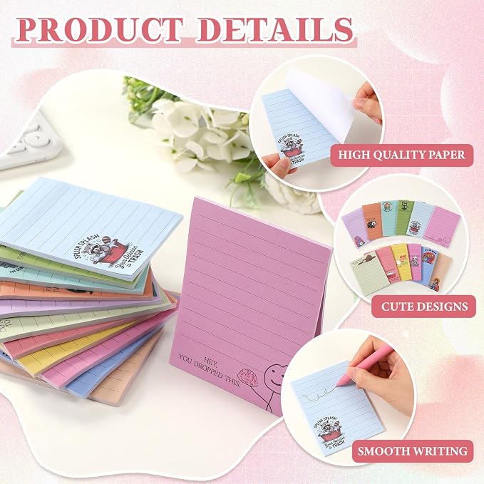 12 Pcs Funny Sticky Notes for Work 4x3 Inches Sarcastic Self Adhesive Notepads Novelty Memo Pads for Office Coworker Gifts Employee Appreciation Supplies(Funny-Lines,Candy)