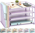 gianotter 4-Tier Paper Organizer With Magazine Holder, Desk Organizers and Accessories, Desk Accessories & Workspace Organizers, File Organizer for Office Supplies Storag (Purple, 4-Tier)