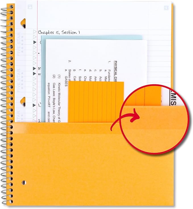Five Star Spiral Notebook + Study App, 2 Pack, 3 Subject, College Ruled Paper, 8-1/2" x 11", 150 Sheets, Fights Ink Bleed, Water Resistant Cover, Black, Green (820191)
