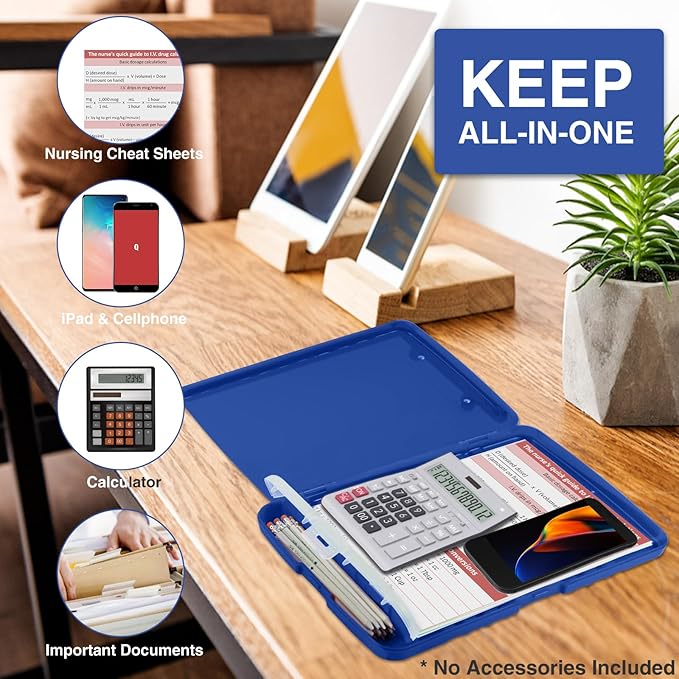 Sooez Clipboard with Storage, High Capacity Nursing Clipboards with Pen Holder, Clip Boards 8.5x11 with Storage, Low-Profile Clip, Lightweight Plastic Clipboard for Teachers, Lawers, Office Workers