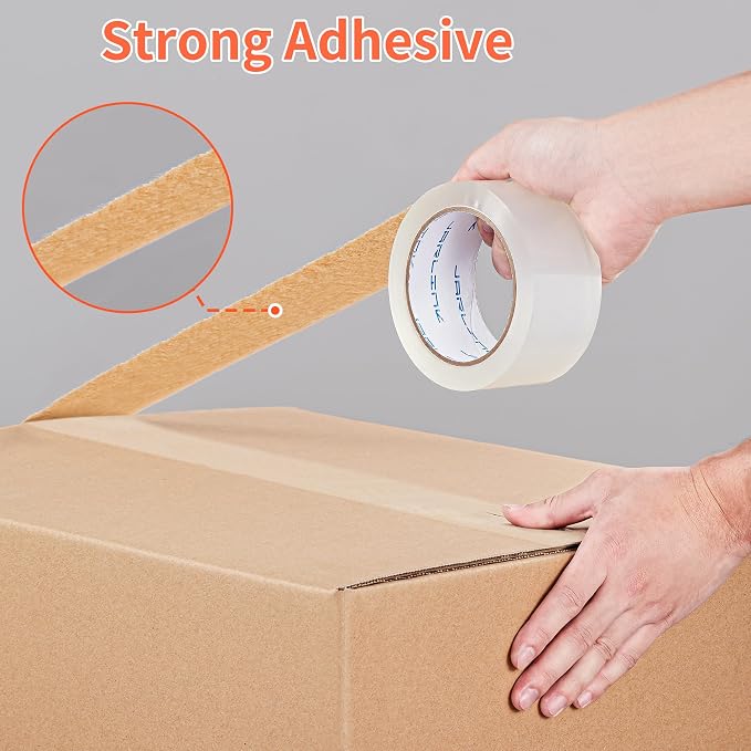 JARLINK 18 Rolls Clear Packing Tape with 3 Dispensers for Shipping | 2.7mil Thick, 1.88 Inches Wide, 55 Yards per Roll, Total 990 Yards, Comes with 3 Tape Dispensers
