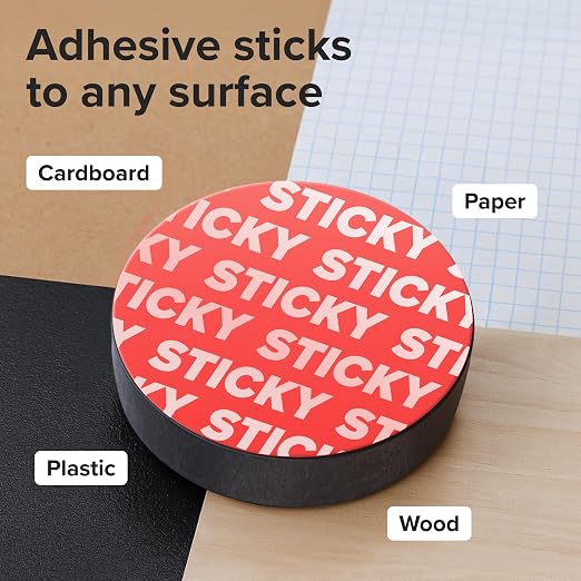 Strong Ceramic Round Magnets with Adhesive Backing (0.7x0.12/18x3mm, 50 pcs) - Heavy Duty Sticky Magnets, Non-Corrosive, Versatile for Home, Office, Workshop, Whiteboard, Fridge and Hobby Use