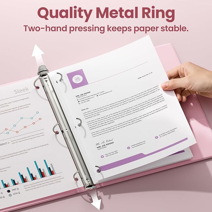 SUNEE 3 Ring Binder 1 Inch 8 Pack, Clear View 1" Binders Three Ring PVC-Free (Fit 8.5x11 Inches) for School or Office Supplies, Assorted Pastel