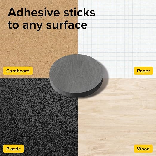 Ultra-Strong Ceramic Round Magnets with Adhesive Backing (2 Sizes Mix, 90 pcs) – Heavy Duty Sticky Magnets, Non-Corrosive, Versatile for Home, Office, Workshop, Whiteboard, Fridge and Hobby Use