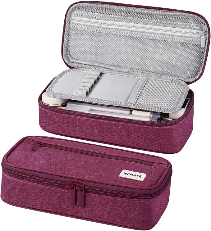 WEMATE Pencil Case, Large Storage Organizer, Makeup Bag, Teacher Must - have, Big Pencil Pouch, Marker Case for College