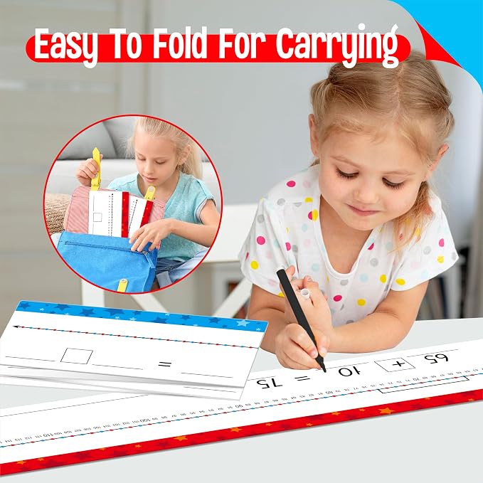 2 PCS 0-120 Dry Erase Number Line Board, Writable and Erasable Double Sided Board- 0-120 on One Side & Blank Line on Other Side, Math White Board for Teachers, Kids, Students, Classroom and Home