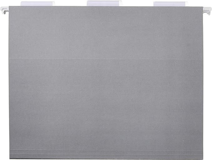 Amazon Basics Hanging File Folders with Adjustable Tabs for Document Organization, Letter Size, Gray, 50-Pack