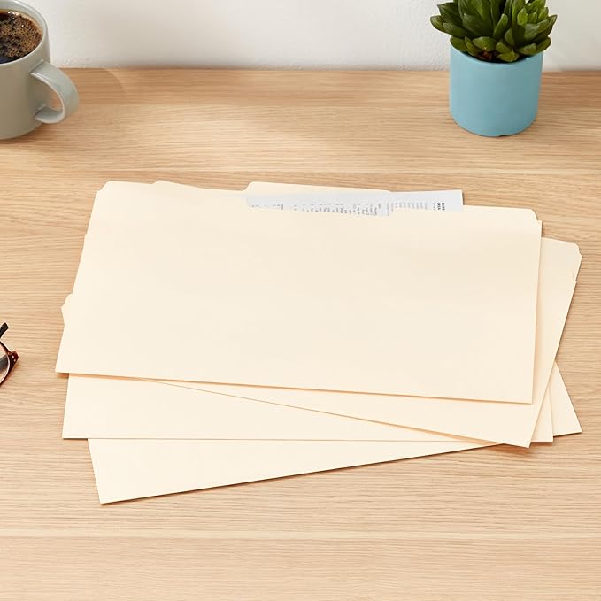 Amazon Basics Sturdy Manila File Folders, 1/3 Tabs in Assorted Positions for Filing and Easy Labeling, Legal Size, 8.5 x 14 inch, 200-Pack