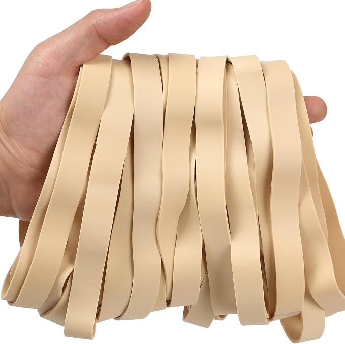 AIWOQI Rubber Bands Size 107 Heavy Duty Big Wide Rubber Band 30PCS #107 | Elastic Bands for Office Supply Trash Can File Folders Litter Box Rubber Bands (Light brown)