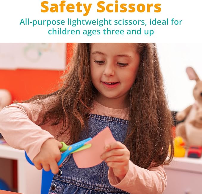 Channie's Safety Scissors for Small Hands (Ages 3-5) - Kid-Safe Plastic Training Scissors for Preschoolers, Child Hand-Eye Coordination Development, Kids Scissors, Toddler Safety Scissors (2 pack)