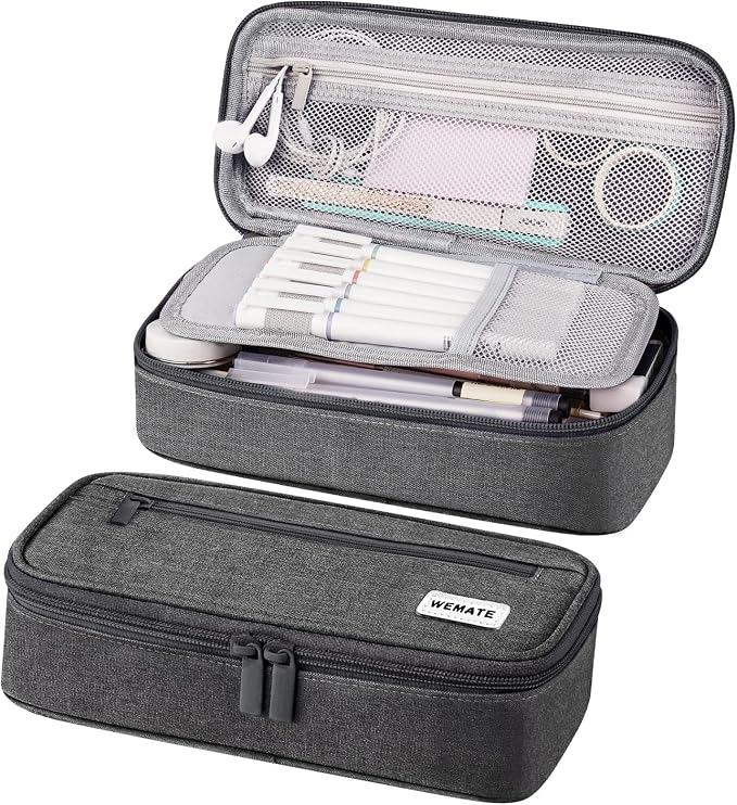 WEMATE Pencil Case, Large Storage Organizer, Makeup Bag, Teacher Must - have, Big Pencil Pouch, Marker Case for College
