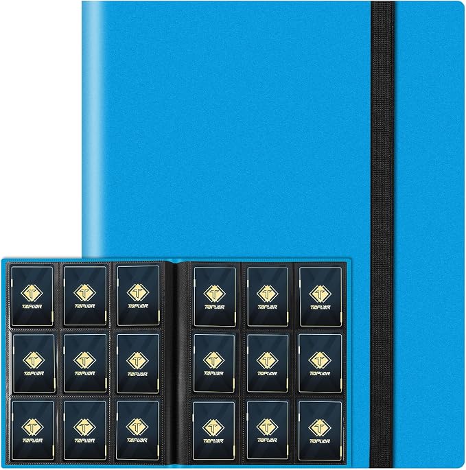 Trading Card Binder, Card Binder Album Folder Book Fit for MTG Baseball Football Sports Cards, Easy to Use Card Collection Binder (Sky Blue, 360 Pockets)