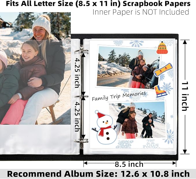 Vienrose Scrapbook Refill Pages 8.5x11, 50 Pack Heavyweight Clear Page Protectors for 3 Ring Binders, Top Loading Plastic Sleeves for Scrapbook Albums & Photo Storage (No Paper Inserts, Acid Free)
