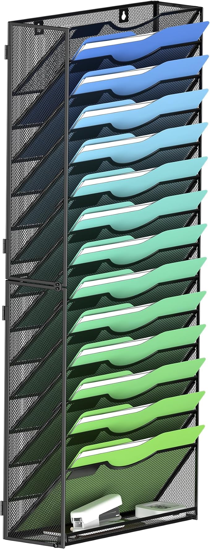 Kuntine.B Wall File Organizer Office Hanging Magazine Holder Wall File Organizer for Office Home (Black, 15 Tier)