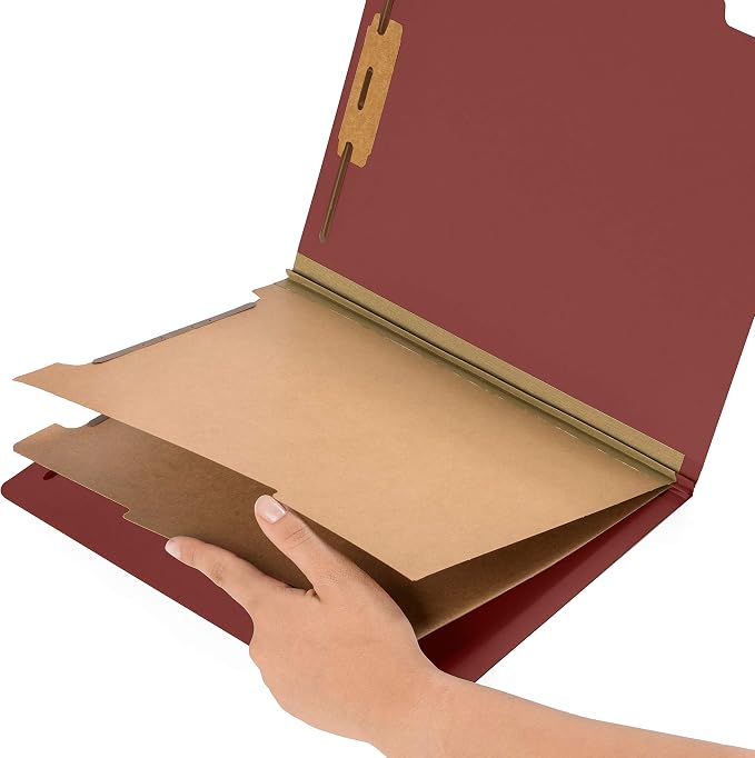 10 Red Classification Folders - 2 Divider - 2 Inch Expansions - Durable 2 Prongs Designed to Organize Standard Medical Files, Law Client Files, Office Reports - Letter Size, Red, 10 Pack