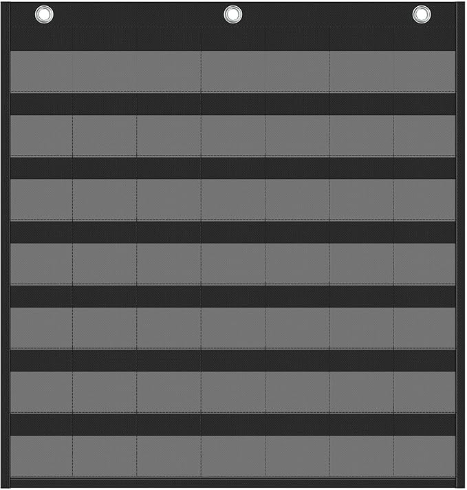 Yoink 45 Pockets Classroom Calendar Pocket Chart for Kids Learning - Monthly Calendar with Durable Fabric, Homeschool and Teacher Supplies, Preschool Kindergarten Wall Decor, Only Chart (Black)