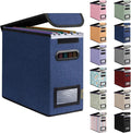 BALEINE File Organizer Box with Lid, Collapsible File Folder Organizer with Plastic Slide, Hanging File Folder Box for Office Document Storage (1 Pack, Blue, S)