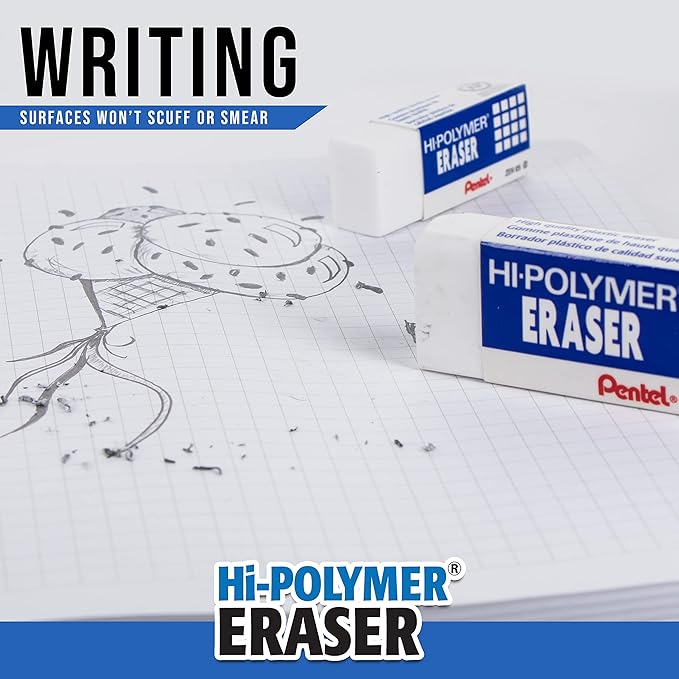 Pentel Hi-Polymer Block Eraser, Small, Box of 48 (ZEH-05)