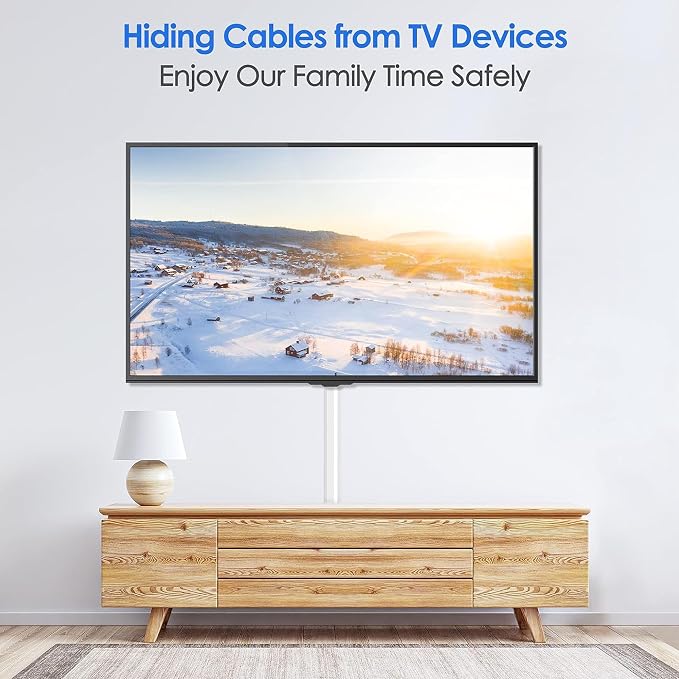 Yecaye TV Cord Hider, 236in Cord Cover, Large Cable Hider, Wire Covers for 4 Cords, Cable Raceway Wire Hider, Wire Hiders for TV on Wall, Cable Cover Cord Concealer, W1.18in H0.6in, White