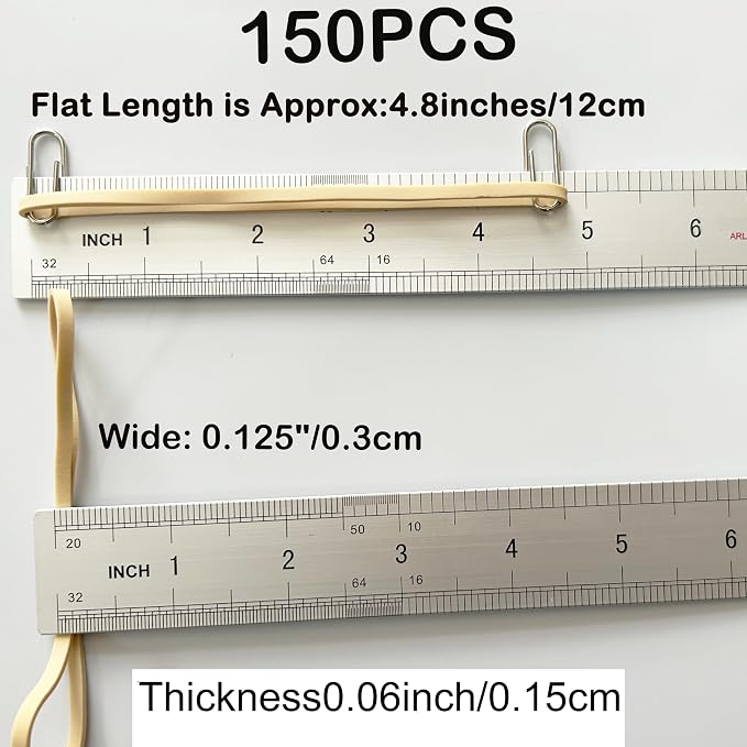 AIWOQI Rubber Bands 150Pcs 4.8inch Big Elastic Rubber Band Long Large Wdie | Beige Large Rubber Bands for Office Supplies File Folders Litter Box (4 4/5" x 1/8")