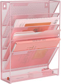 Kuntine.B 6-Tier Wall File Organizer Hanging File Organizer Cubicle Organizer Wall File Holder for Office Home (Pink, 6 Tier)