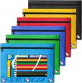 V-Opitos Pencil Pouch for 3 Ring Binder, Bulk 6 Pack 3-Holes Zipper Pencil Pouches in Assorted Colors, Sturdy and Durable Cloth Pencil Case with Clear Window for Office School College Supplies