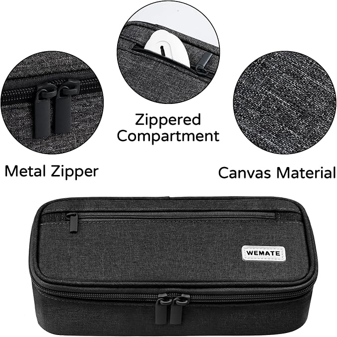 WEMATE Pencil Case, Large Storage Organizer, Makeup Bag, Teacher Must - have, Big Pencil Pouch, Marker Case for College