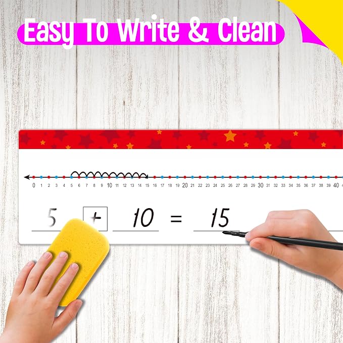2 PCS 0-120 Dry Erase Number Line Board, Writable and Erasable Double Sided Board- 0-120 on One Side & Blank Line on Other Side, Math White Board for Teachers, Kids, Students, Classroom and Home