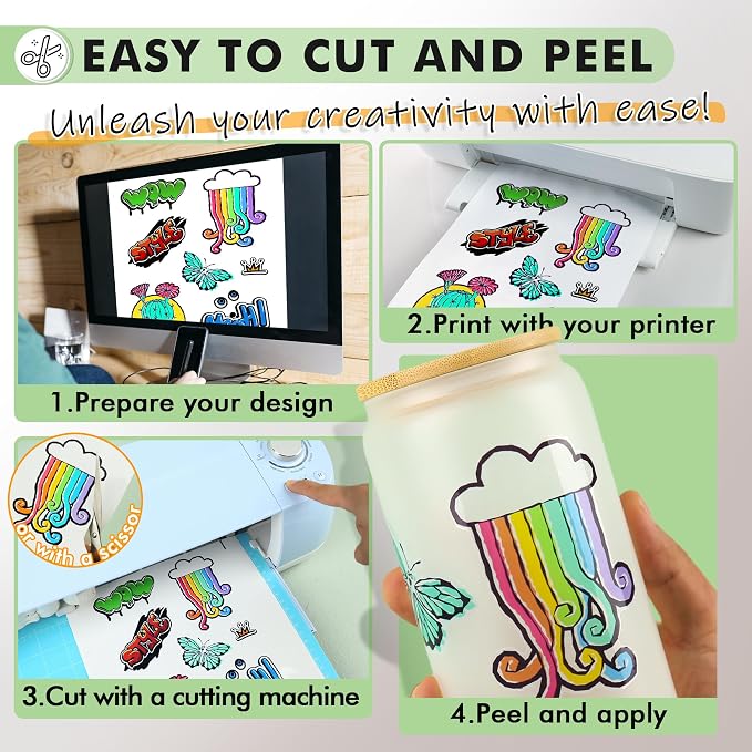 Koala 95% Clear Sticker Paper for Inkjet Printer - Waterproof Printable Vinyl Sticker Paper - 8.5x11 Inch, 15 Sheets, Transparent Glossy - Easy to Use for DIY Personalized Decals