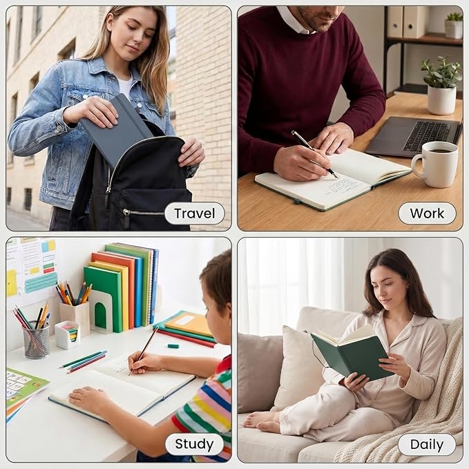 &And Per Se 10-Pack Lined Notebooks, A5 Hardcover, 160 Pages 100gsm Thick Paper, Office Supply Bulk Order, Corporate New Hire Kits, Breakroom Essentials – College Ruled, 10 Units (Dark Blue)