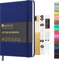 &And Per Se Dotted Journal Notebook, A5 Hardcover Leather Bullet Dotted Journal, 160 Pages 100 gsm Thick Paper, 3 Sheets of Stickers Included - 5.7'' x 8'' (Royal Blue)