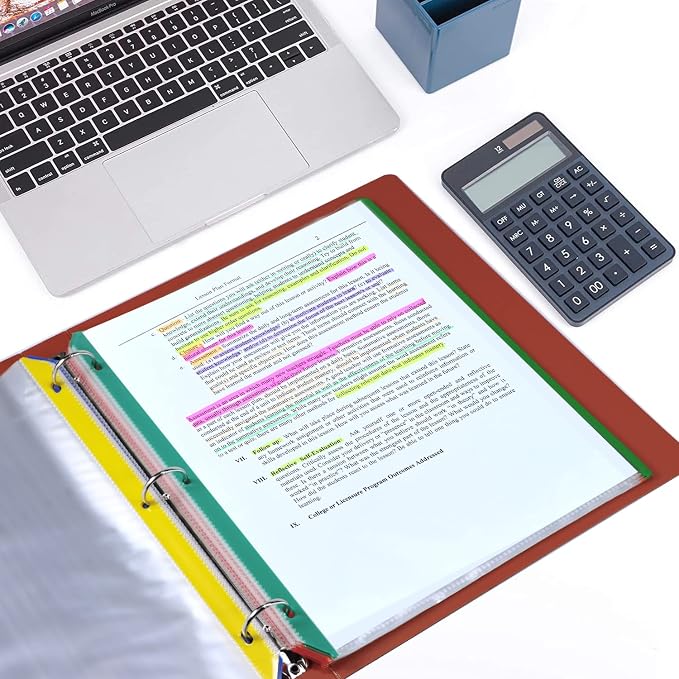 Sheet Protectors, Aipker Plastic Page Protectors for 3 Ring Binder, Heavy Duty 8.5 x 11 Paper Sheet Protector, Clear Binder Sleeves, Color Edge Document Protector for Office School (40 Pack)