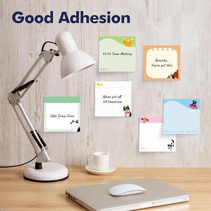 18 PCS Sticky Notes with Lines, Adhesive Note Pads Dog-Themed Fun Notepads, Employee Appreciation Gifts Bulk for Teacher, Nurse, Coworkers, Office, Work & Study Supplies (3” x 3“)