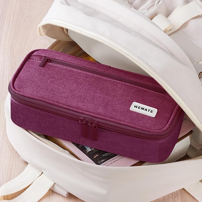 WEMATE Pencil Case, Large Storage Organizer, Makeup Bag, Teacher Must - have, Big Pencil Pouch, Marker Case for College