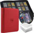 Toploader Binder, Holds 360 Toploaders, 100 Toploaders INCLUDED, 9-Pocket PU Cover Top Loader Binder for 3" x 4" Rigid Toploader, Ringless Double-Sided Toploader Card Binder for TCG, Sport Cards