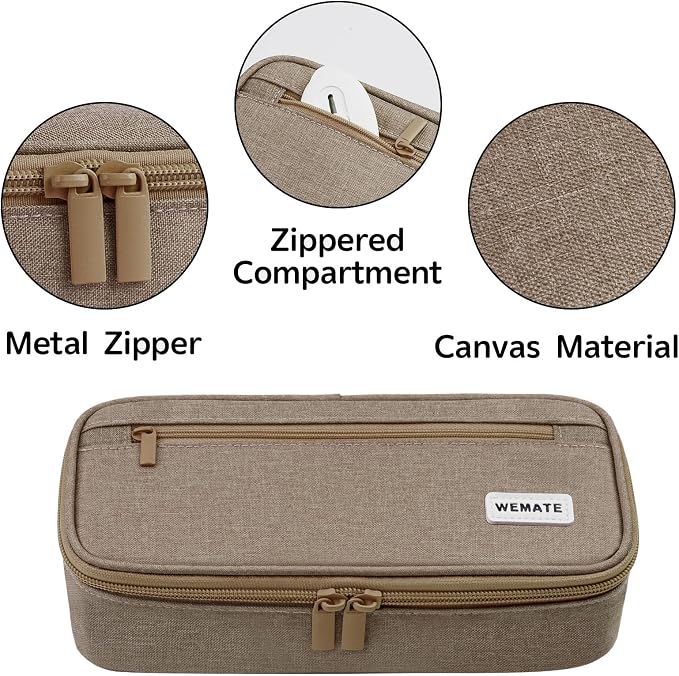 WEMATE Pencil Case, Large Storage Organizer, Makeup Bag, Teacher Must - have, Big Pencil Pouch, Marker Case for College