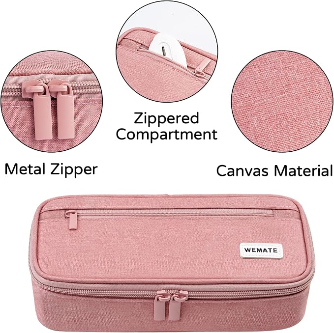 WEMATE Pencil Case, Large Storage Organizer, Makeup Bag, Teacher Must - have, Big Pencil Pouch, Marker Case for College